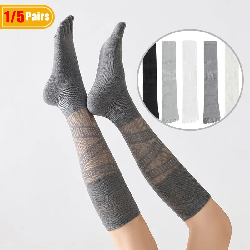 Badminton Net - ถุงเท้าผู้หญิงแบบห้านิ้ว 1/5 คู่ ถุงเท้ายาวสำหรับเล่นกีฬา ฟิตเนส แบดมินตัน