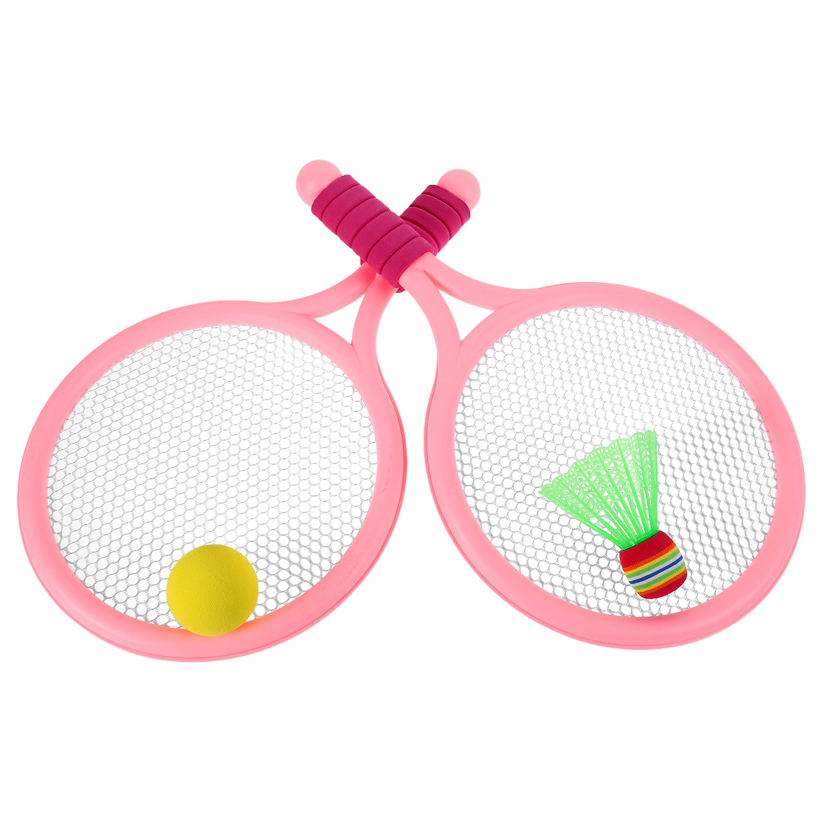 Badminton Fun Game - ชุดแบดมินตันสำหรับเด็ก 1 ชุด ไม้แบดมินตันด้ามจับนุ่ม เหมาะสำหรับการเล่นสนุกแบบโต้ตอบระหว่างพ่อแม่และลูก เล่นได้ทั้งในบ้านและนอกบ้าน