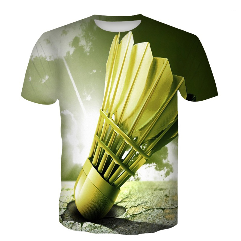 Badminton Emoji - เสื้อยืดแบดมินตัน ลายลูกขนไก่ พิมพ์ลาย 3 มิติ สตรีทแวร์