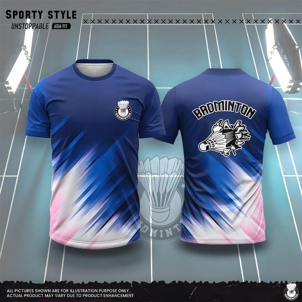 Badminton Emoji - เสื้อยืดผู้ชายแฟชั่นลายพิมพ์ 3 มิติ ลายแบดมินตัน เสื้อยืดฤดูร้อน ระบายอากาศ