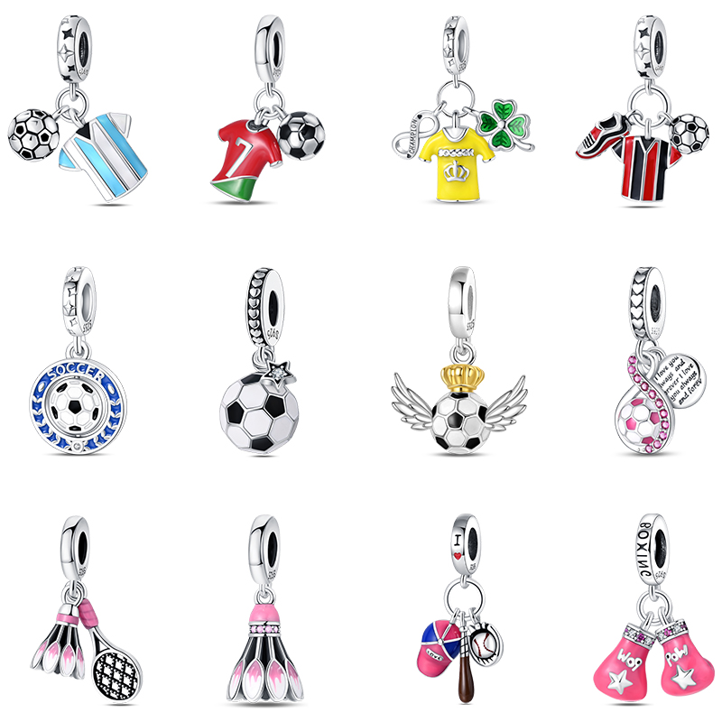Badminton Emoji - แฟชั่น 925 เงินเสื้อฟุตบอลแบดมินตันเบสบอลดัมเบลกีฬา Charm ลูกปัด Fit