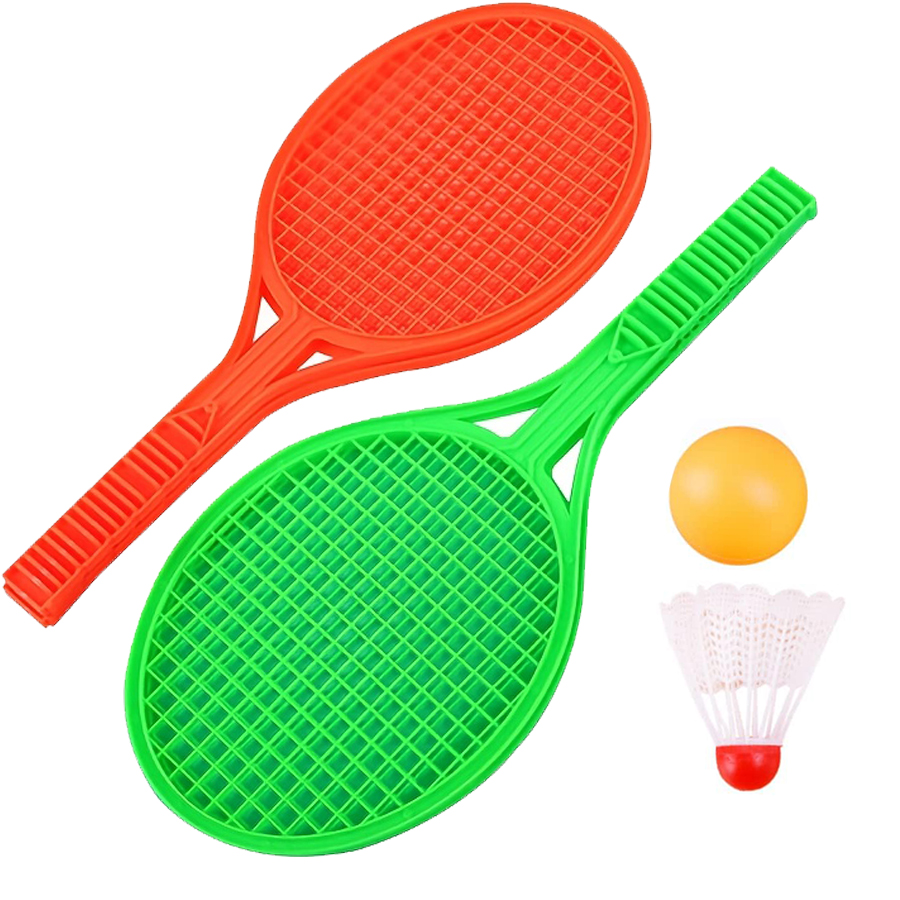 Badminton Fun Game - 4 ชิ้น/เซ็ตมินิพลาสติกแบดมินตันไม้ปิงปองชุด 2 ลูก Interactive เกมสนุกของขวัญวันเกิดสําหรับในร่ม/กลางแจ้ง