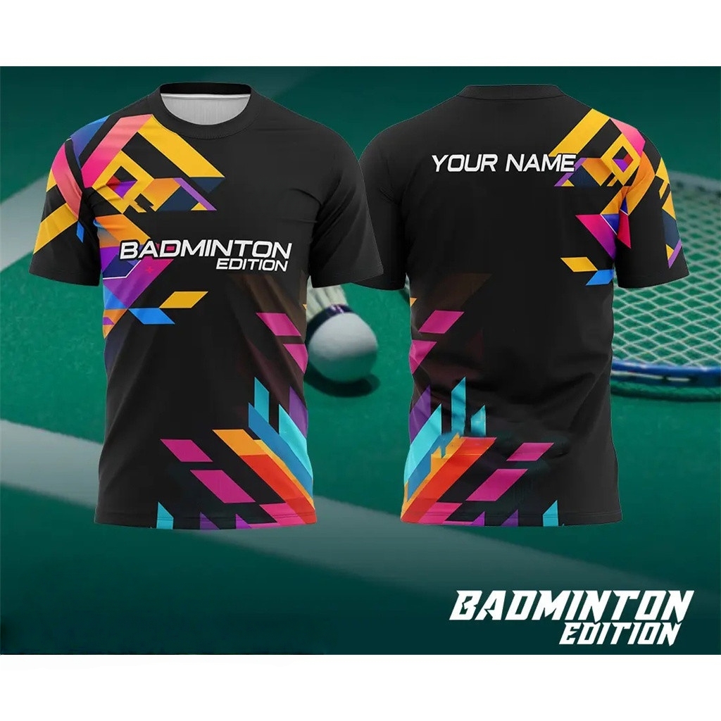 เสื้อแบดมินตันผู้ชายลายไล่สีพิ - Badminton Emoji บทวิจารณ์และราคา